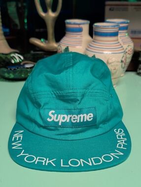 Supreme Teal Camp Cap with White Logo